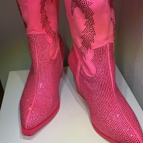 NWT Pink Julie Rhinestone Wide Calf Boots | Size 7 - Picture 10 of 12